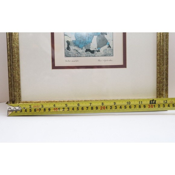 "Father and Son" By Paul Nzalamba Lithograph Wood Frame Glass Signed‎ - Picture 4 of 5